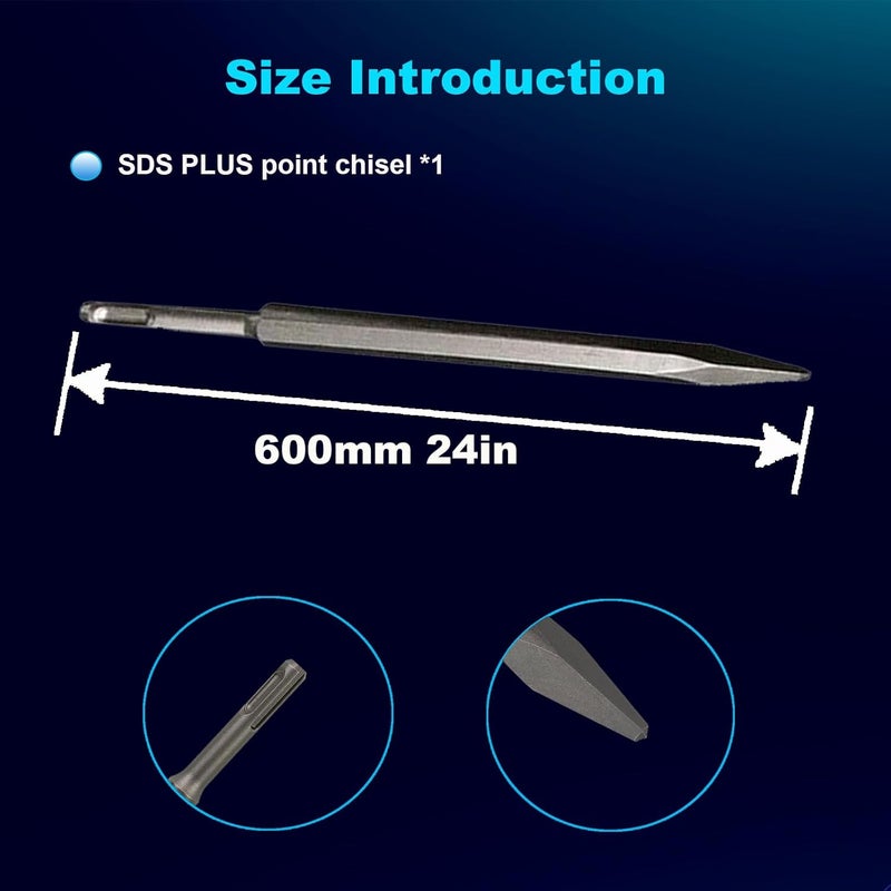 Phyxlyn 24-Inch SDS Plus Point Chisel, Ideal for Concrete Demolition, Tile Removal Tool for SDS Plus Hammer Drill Attachment - Image 3